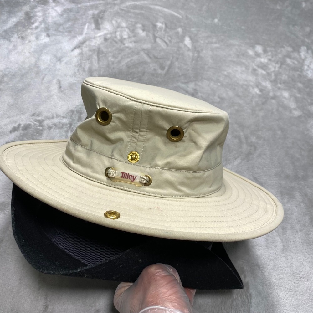 Tilley Endurables Tan Outdoor Hat with Ventilated Design and Chin Strap